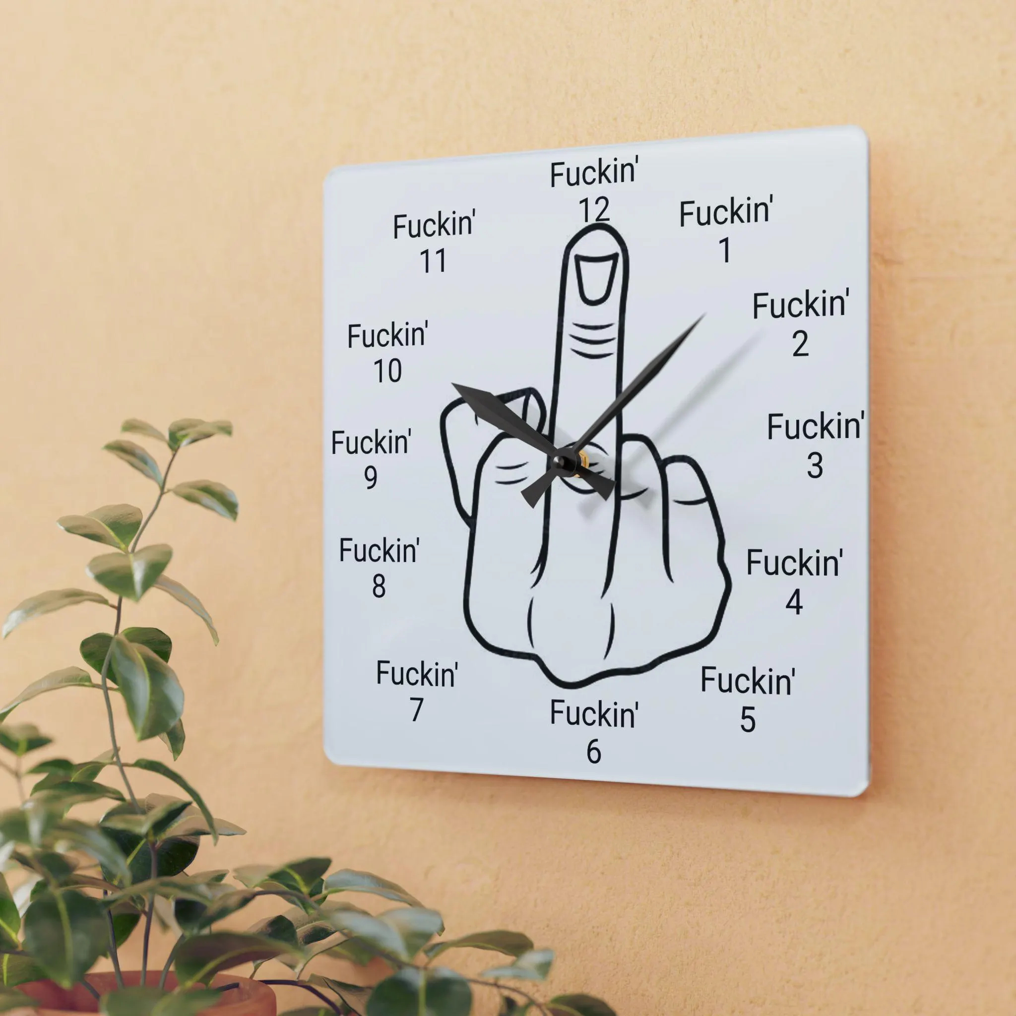 Middle finger Wall Clock