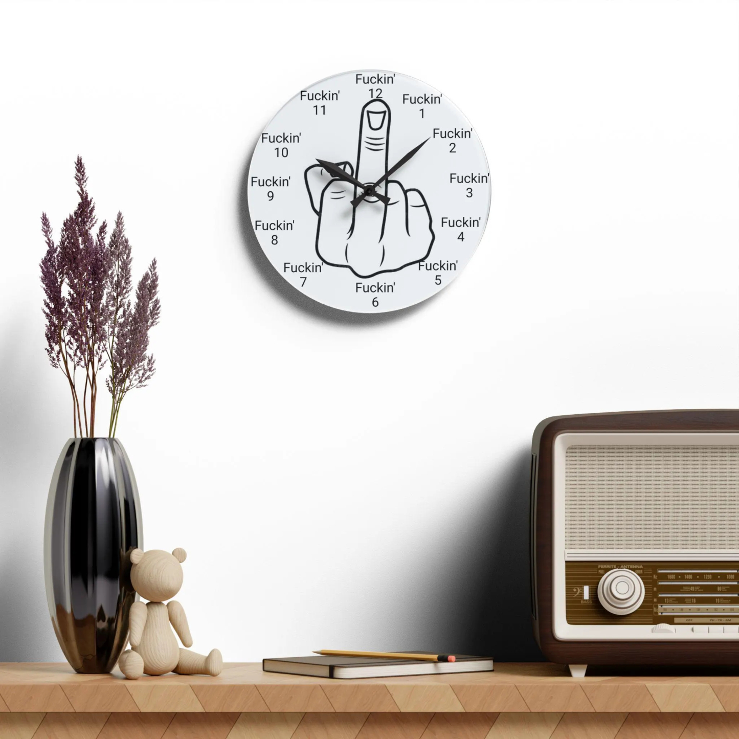 Middle finger Wall Clock