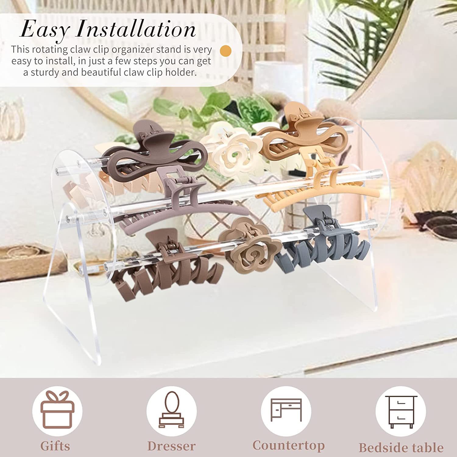 360° Rotating Hair Clip Organizer Displays