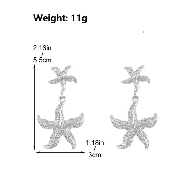 Double Starfish Dangle Earrings