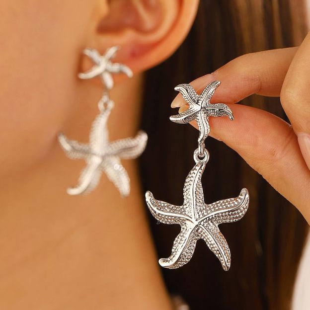 Double Starfish Dangle Earrings