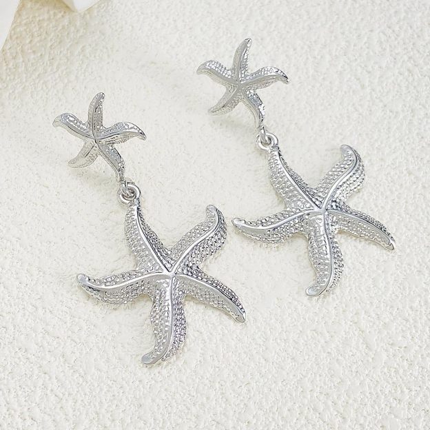Double Starfish Dangle Earrings