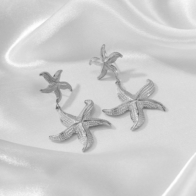 Double Starfish Dangle Earrings