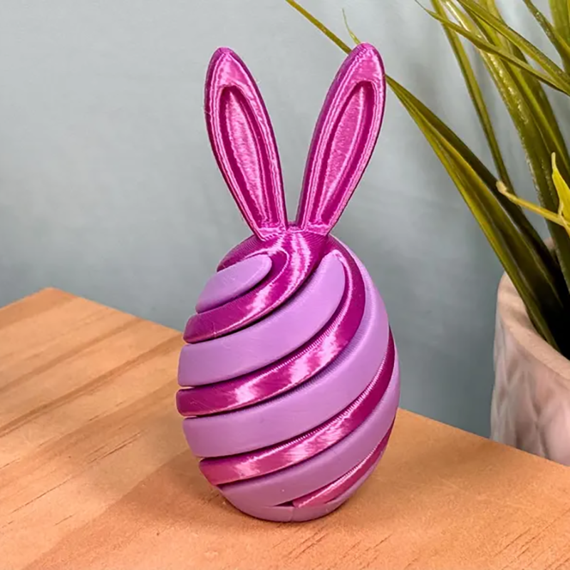 3D-Printed Easter Egg Stress Relief Toy, Spiral-Patterned Bunny Easter Basket
