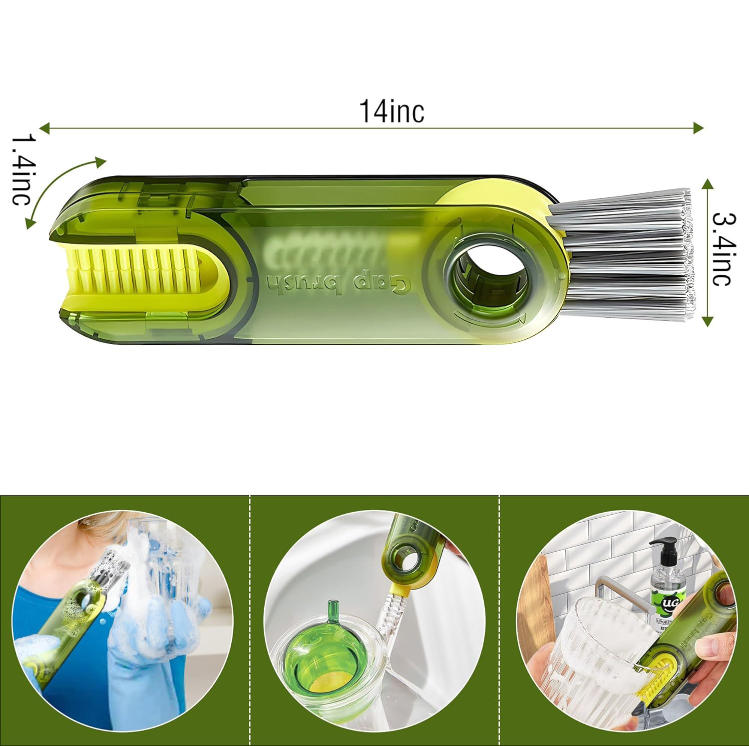Multipurpose 3 in 1 Bottle Gap Cleaner Brush