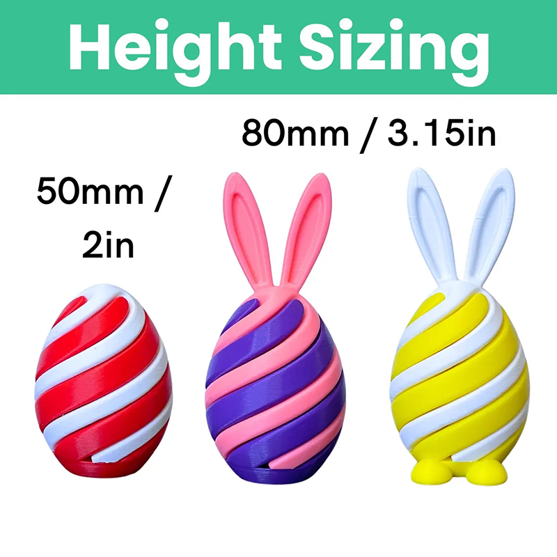 3D-Printed Easter Egg Stress Relief Toy, Spiral-Patterned Bunny Easter Basket