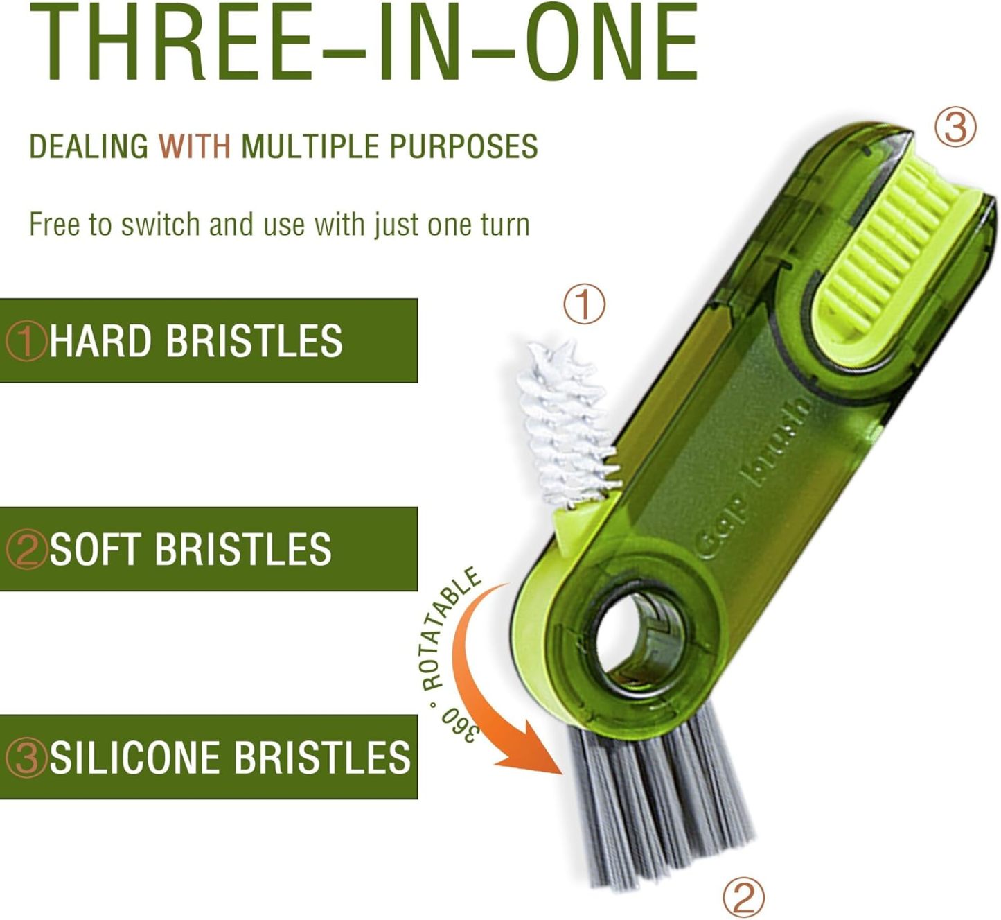 Multipurpose 3 in 1 Bottle Gap Cleaner Brush