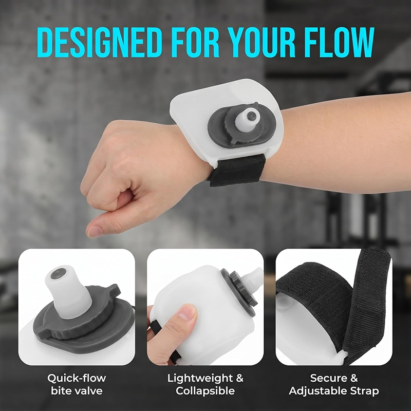 Portable wrist-worn water bottle for outdoor running