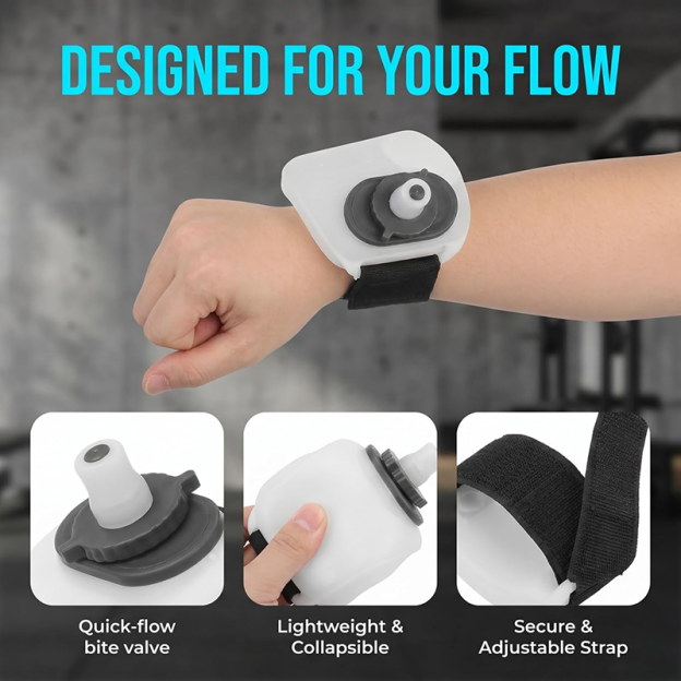 Portable wrist-worn water bottle for outdoor running