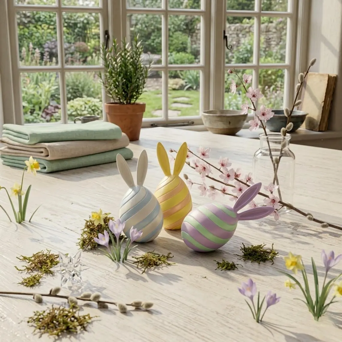 3D-Printed Easter Egg Stress Relief Toy, Spiral-Patterned Bunny Easter Basket