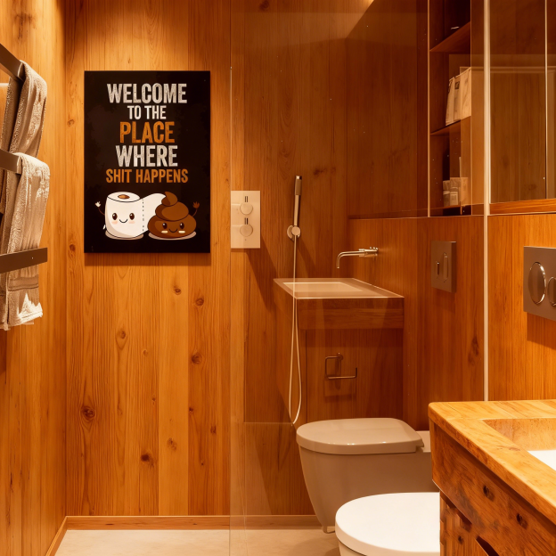 Quirky bathroom wall decorations