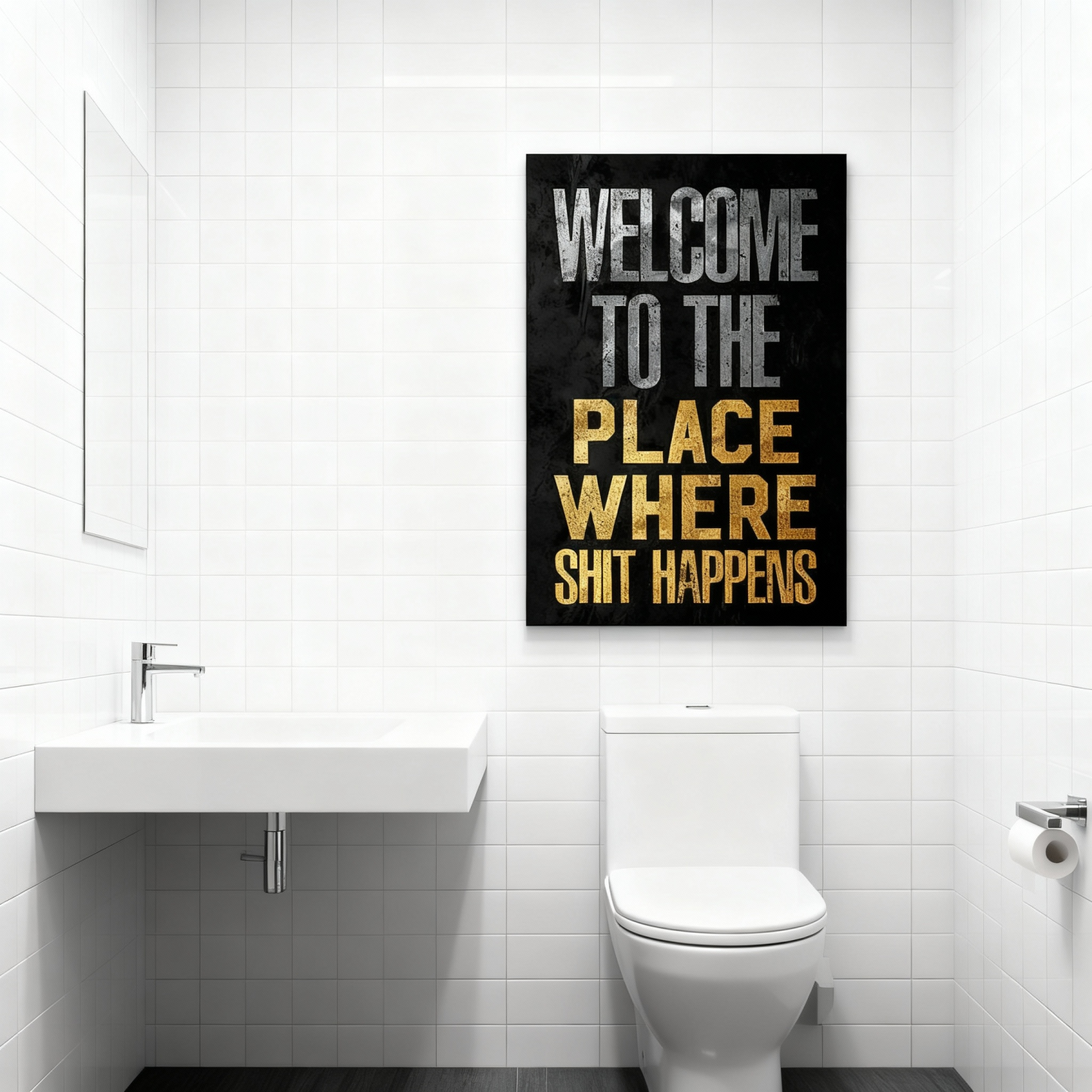 Humorous and quirky art murals for the toilet.