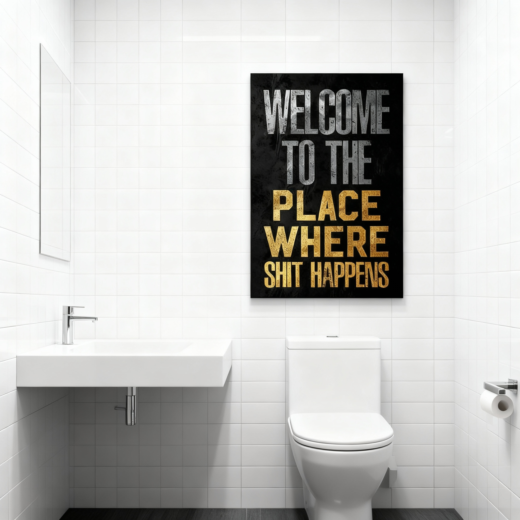 Humorous and quirky art murals for the toilet.