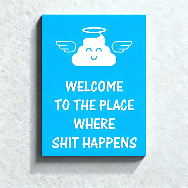 Angel Poop Bathroom Funny Art Wall Painting