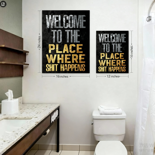 Humorous and quirky art murals for the toilet.
