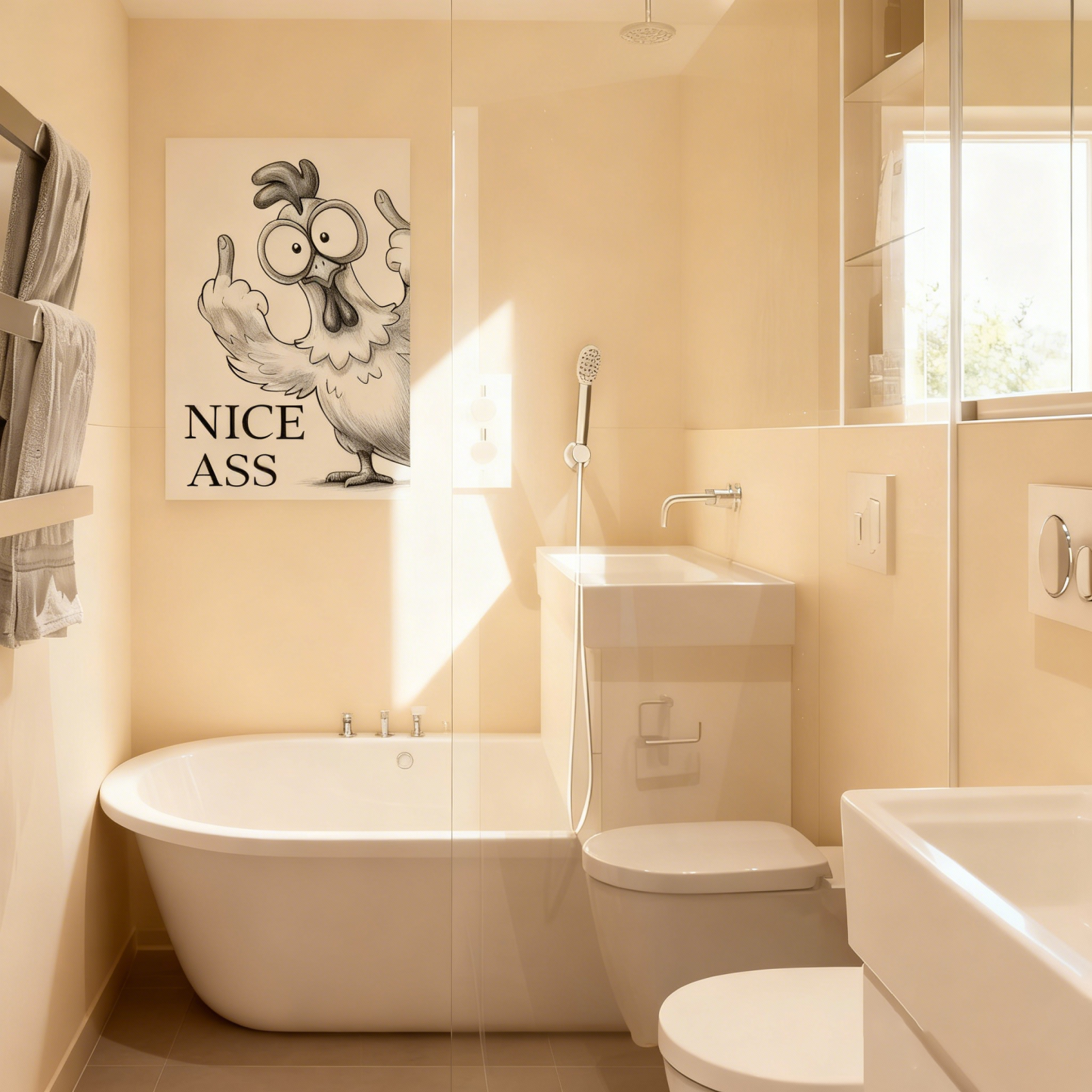 Fun Bathroom Wall Art - Sassy Chicken Pattern