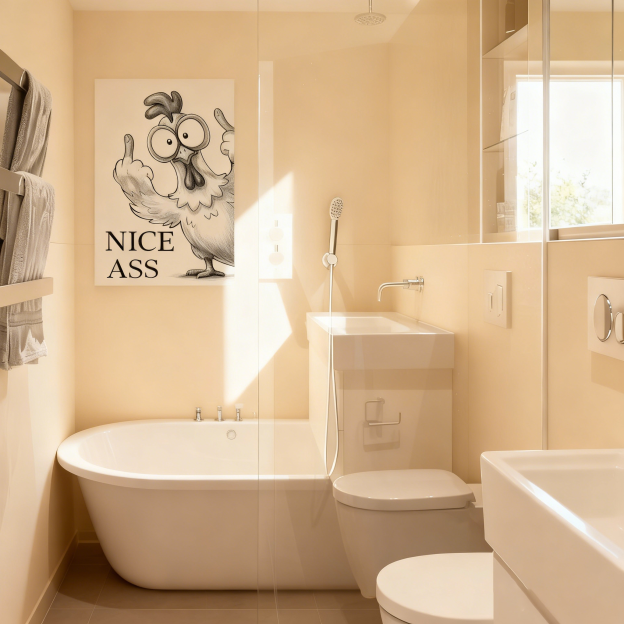 Fun Bathroom Wall Art - Sassy Chicken Pattern