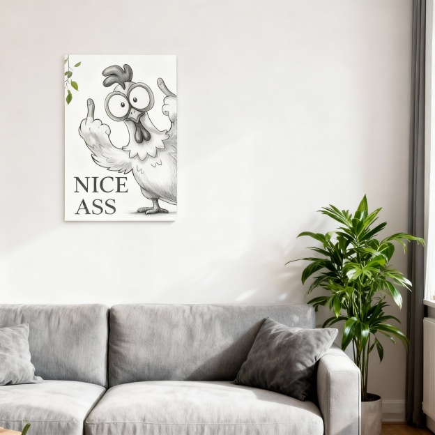 Fun Bathroom Wall Art - Sassy Chicken Pattern