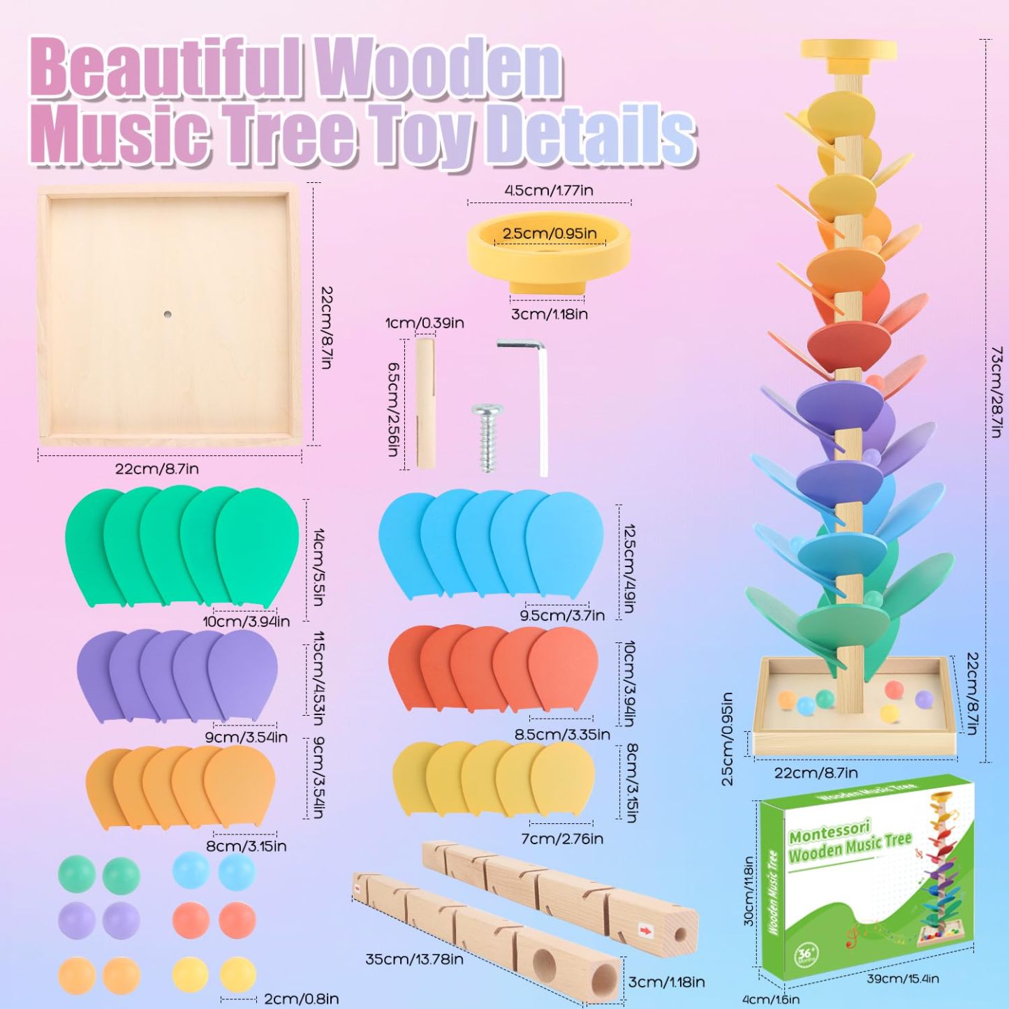 Wooden Marble Run Music Tree
