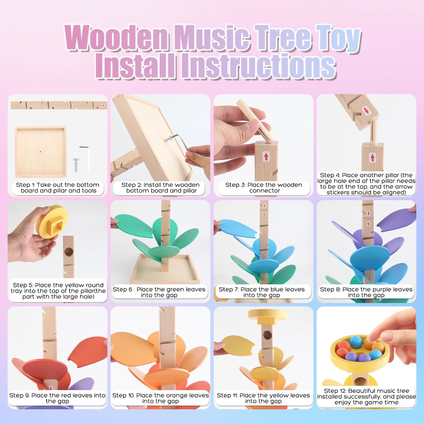 Wooden Marble Run Music Tree