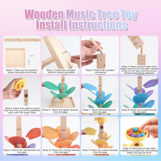 Wooden Marble Run Music Tree