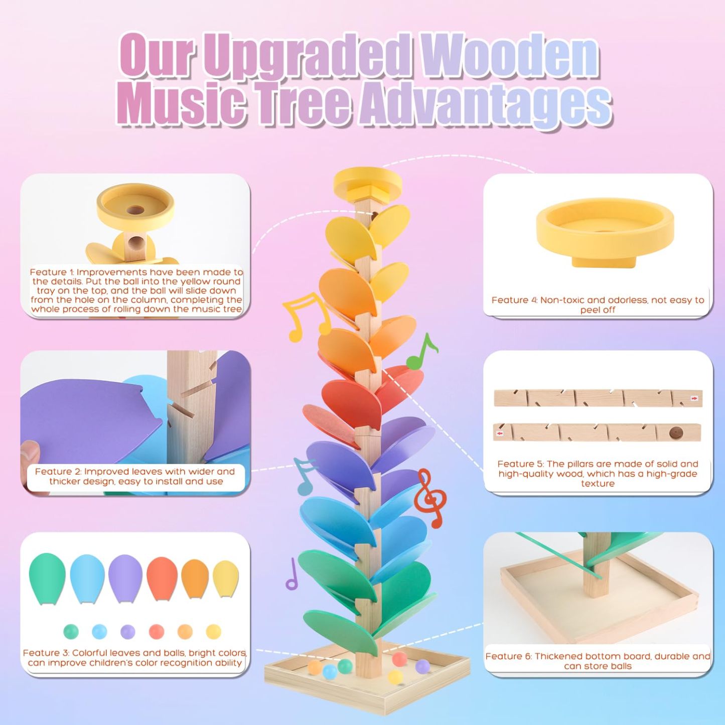 Wooden Marble Run Music Tree
