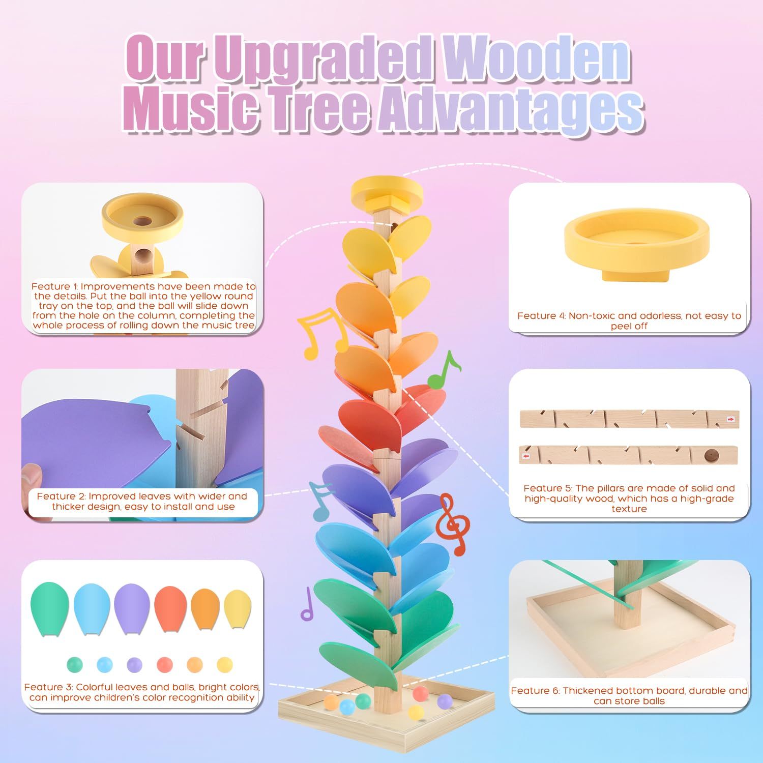Wooden Marble Run Music Tree