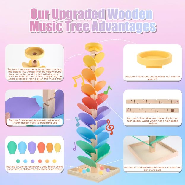 Wooden Marble Run Music Tree