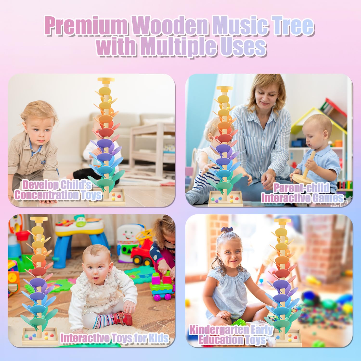Wooden Marble Run Music Tree