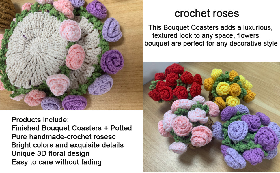 100% hand-woven flower coasters