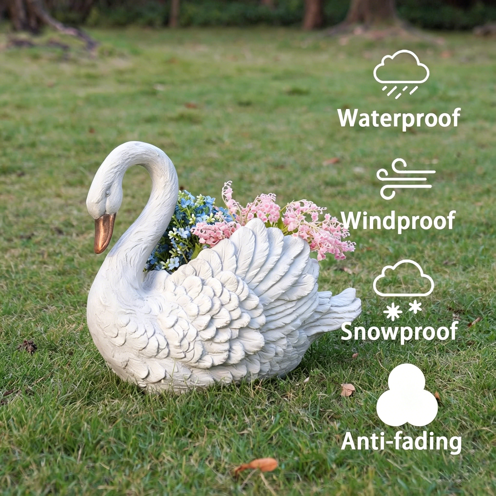 Unique Outdoor Swan Planter & Decorative Resin Ornament