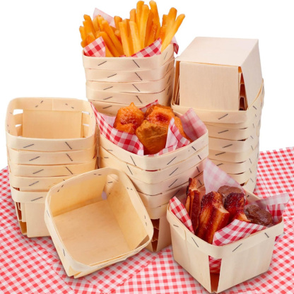 Square wooden veneer basket
