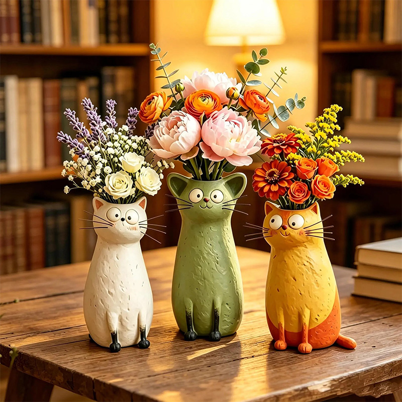 Exquisite cat desktop vase ornament