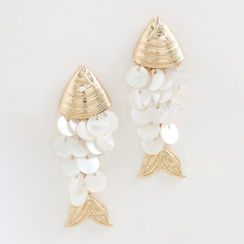 Pearl Scale Fish Drop Earrings