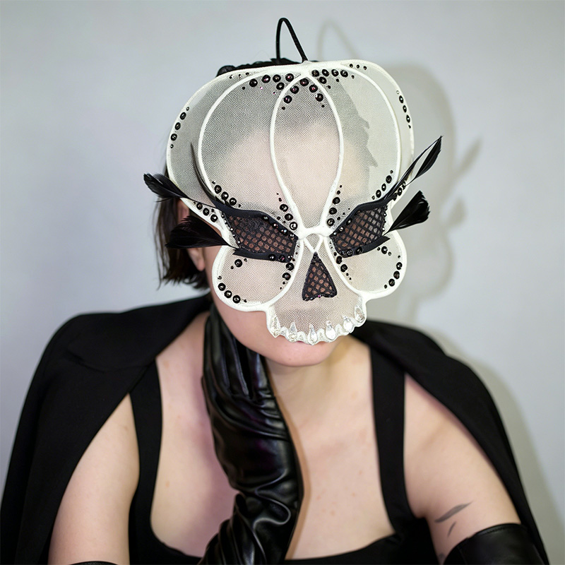 Women's Gothic tulle animal half-face mask