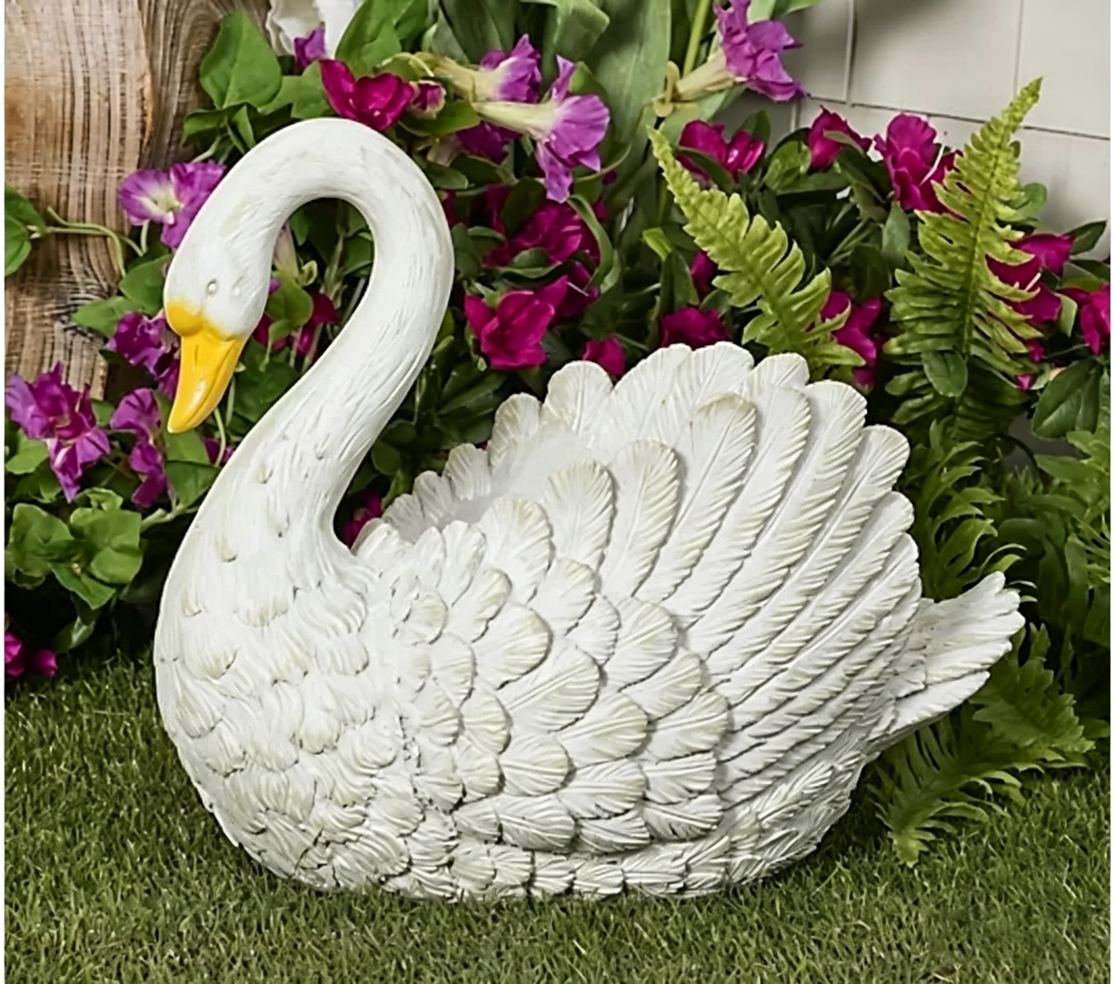 Unique Outdoor Swan Planter & Decorative Resin Ornament