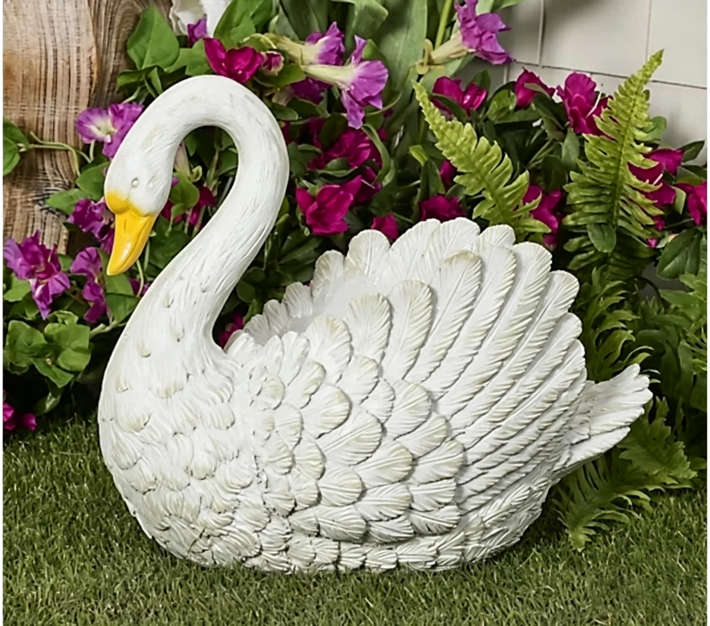 Unique Outdoor Swan Planter & Decorative Resin Ornament