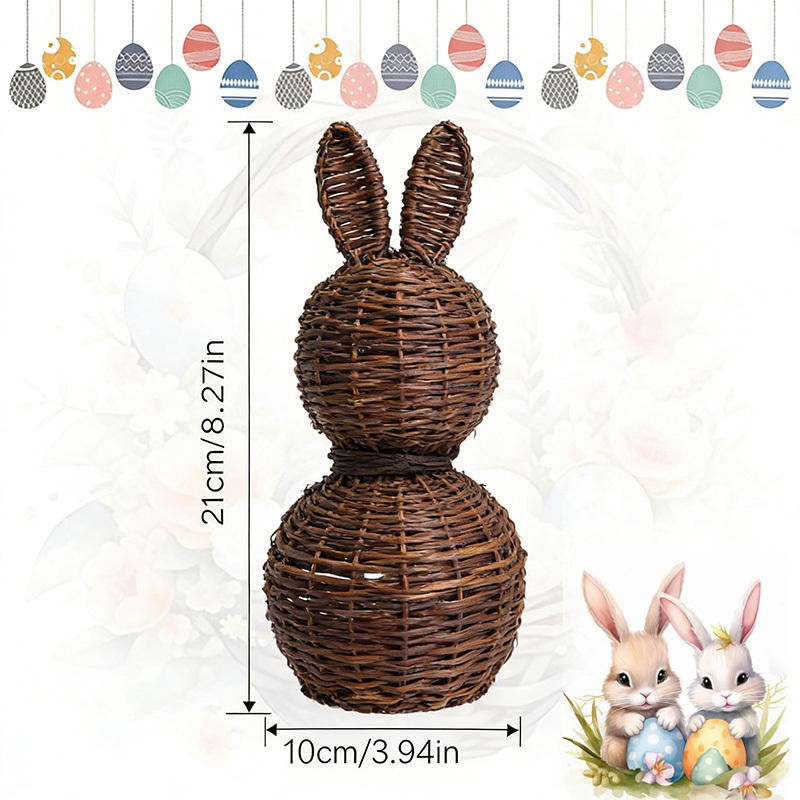 Handmade rattan rabbit figurine