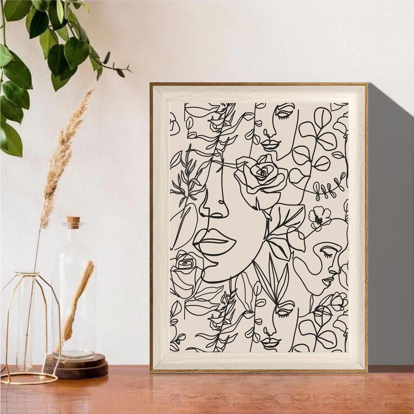 Minimalist Boho Art Prints Women Portrait Line Art Wall Decor