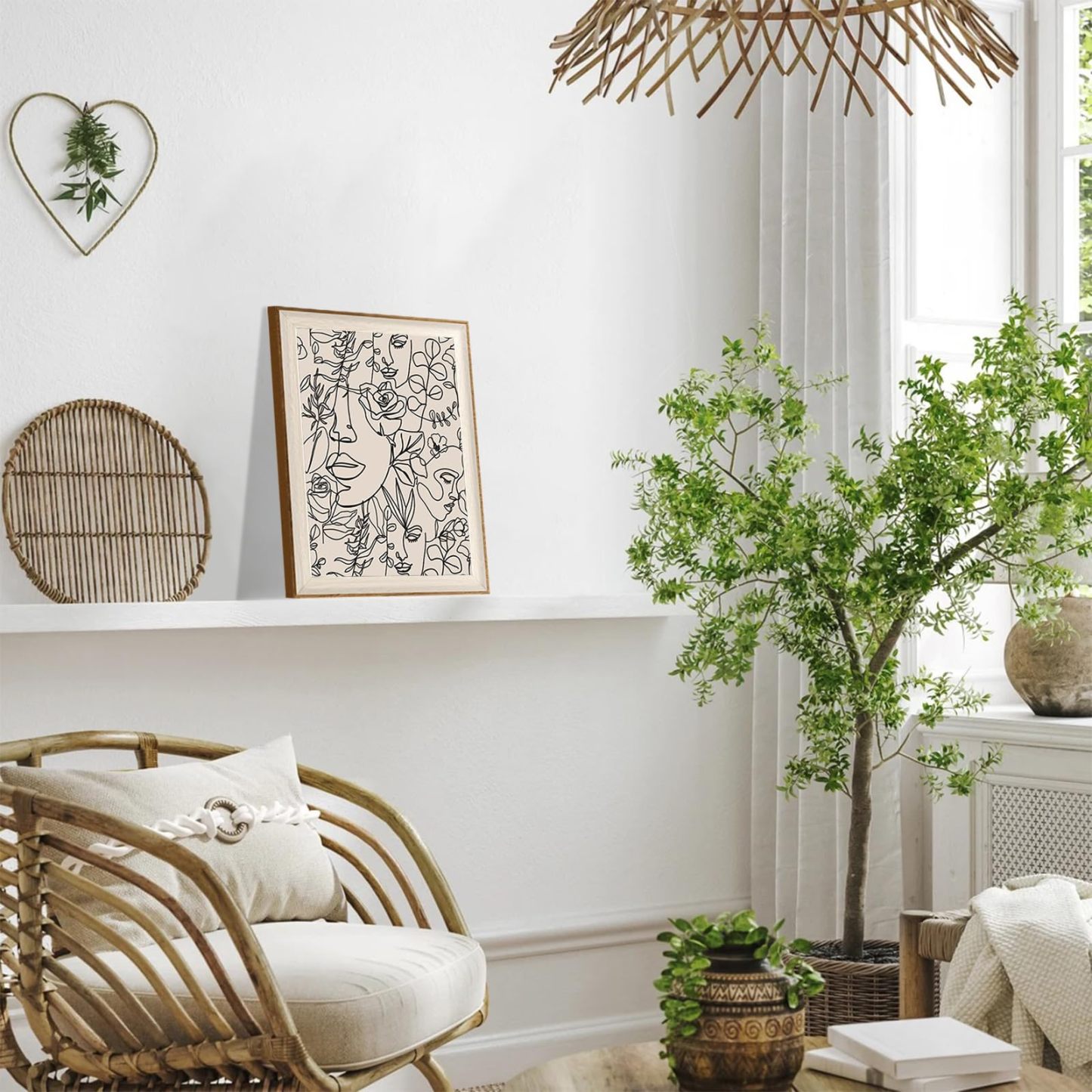 Minimalist Boho Art Prints Women Portrait Line Art Wall Decor