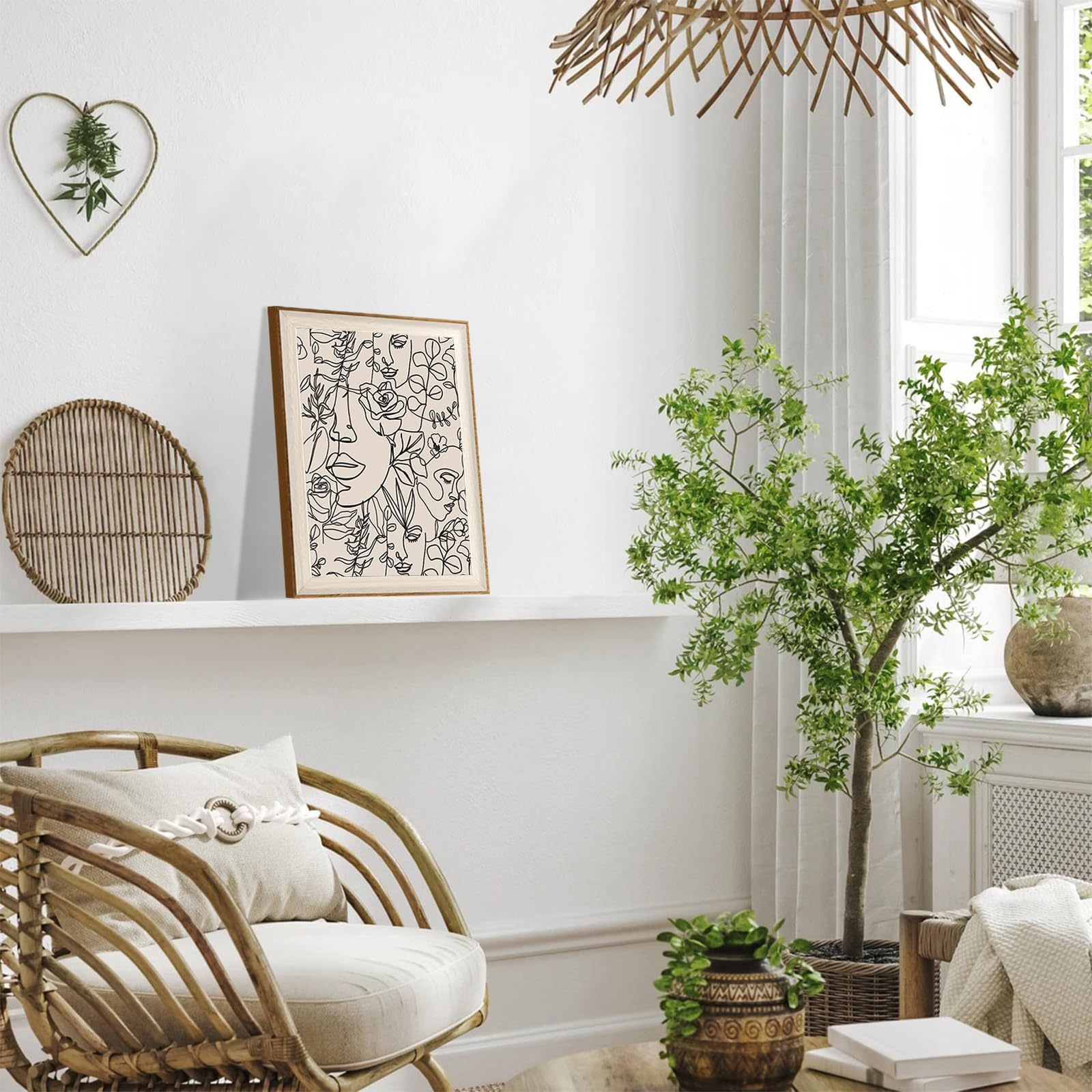 Minimalist Boho Art Prints Women Portrait Line Art Wall Decor