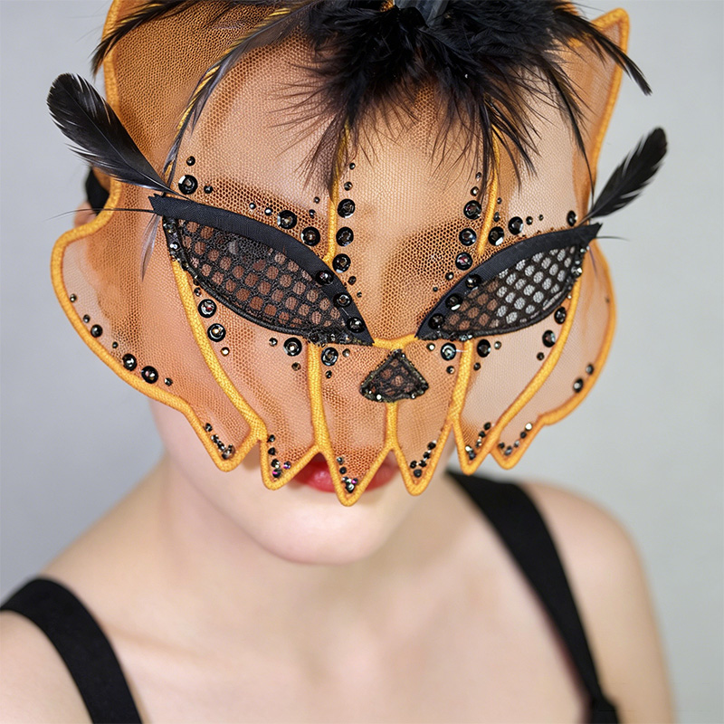 Women's Gothic tulle animal half-face mask