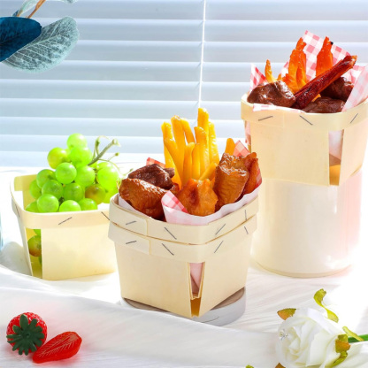 Square wooden veneer basket