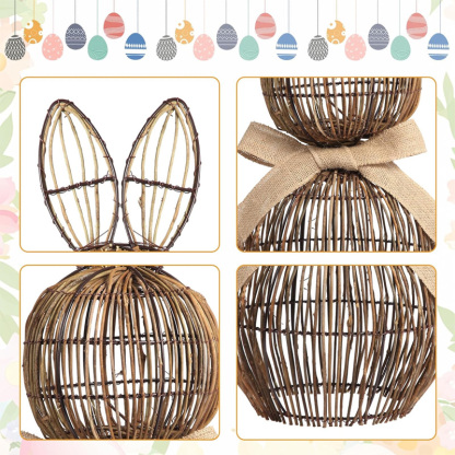 Handmade rattan rabbit figurine