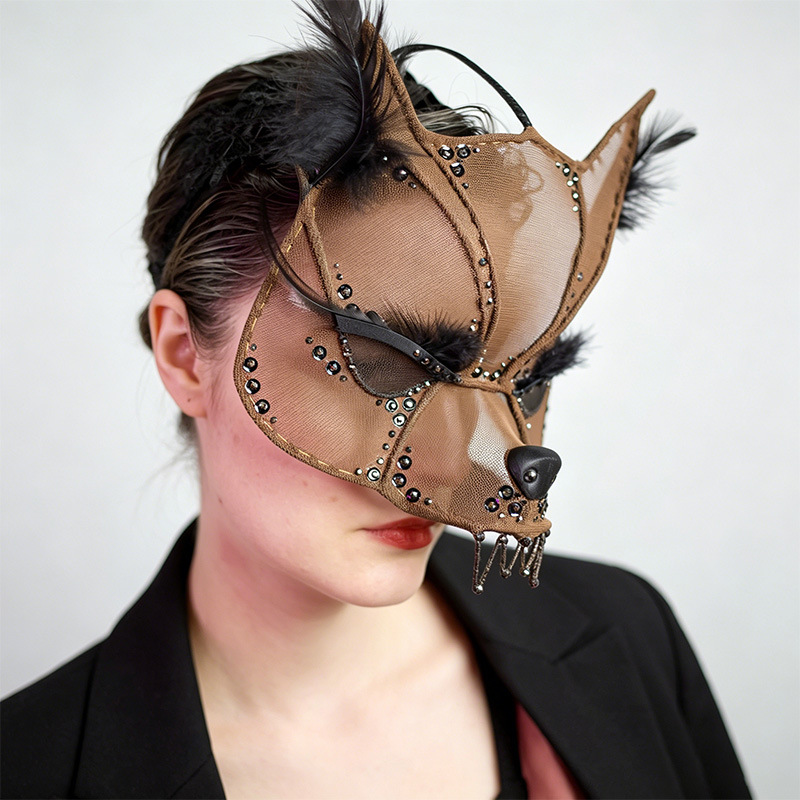 Women's Gothic tulle animal half-face mask