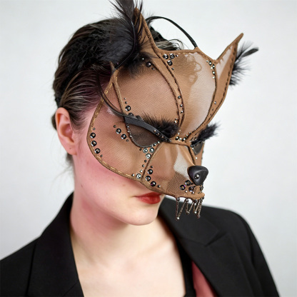 Women's Gothic tulle animal half-face mask