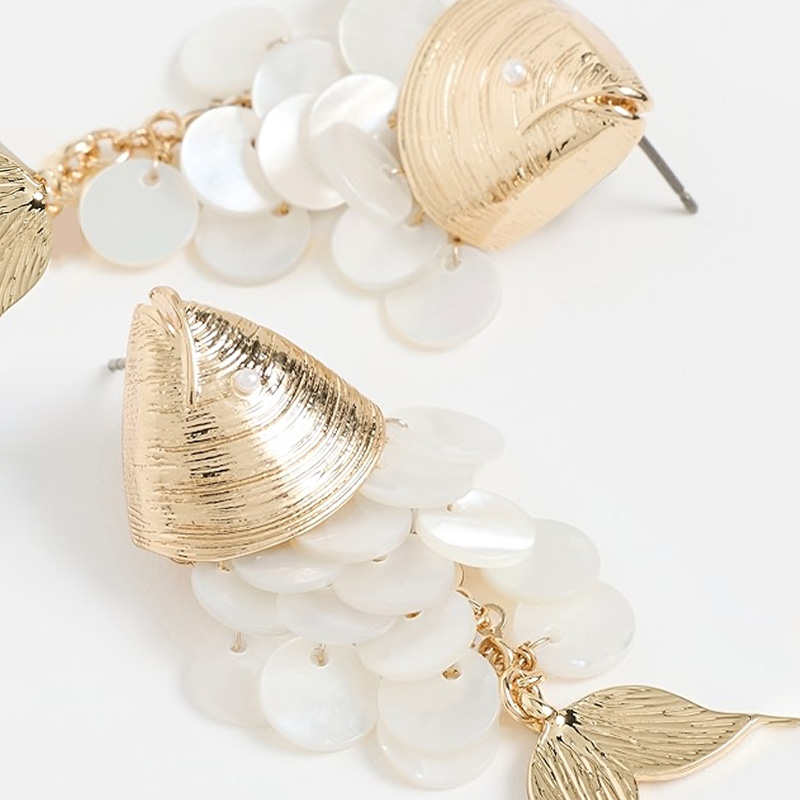 Pearl Scale Fish Drop Earrings