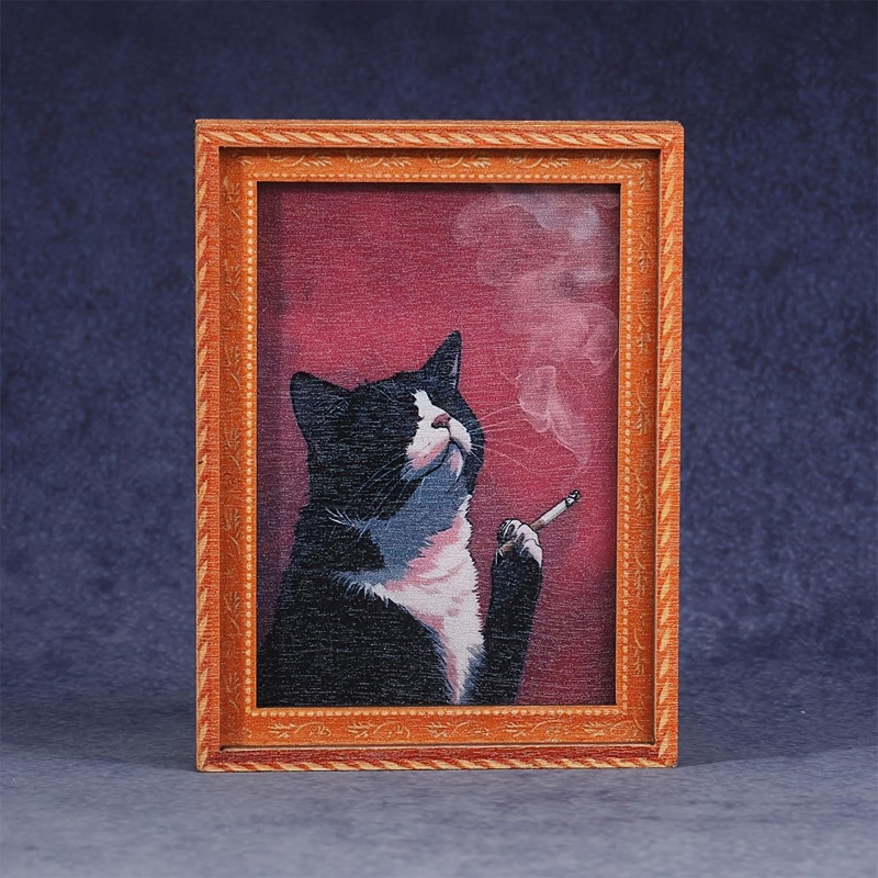 Wooden cat refrigerator magnet