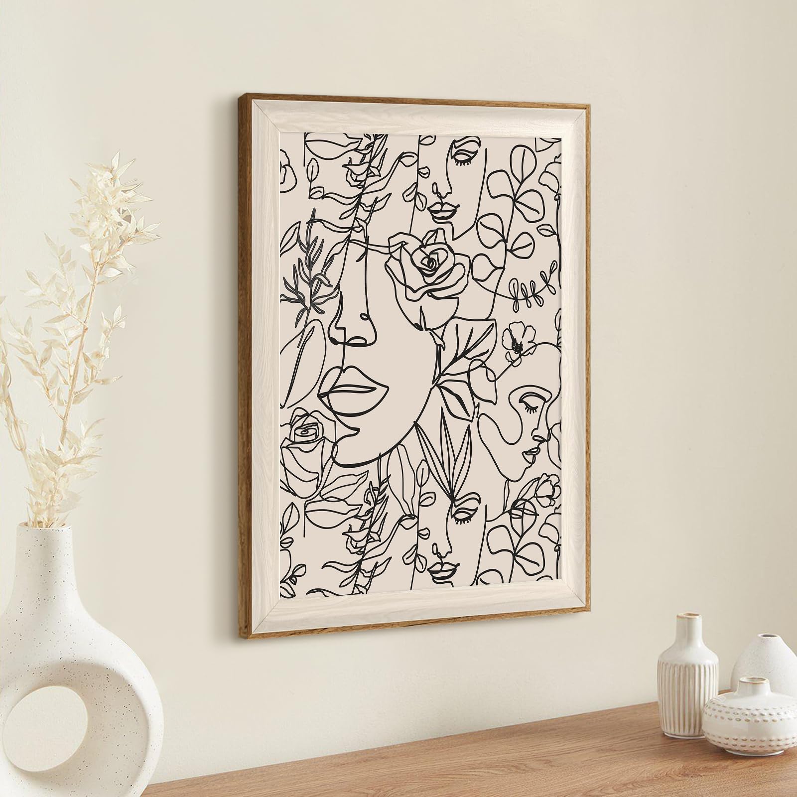Minimalist Boho Art Prints Women Portrait Line Art Wall Decor