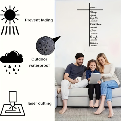 Scripture Affirmation Cross Metal Wall Art